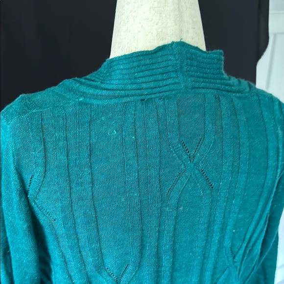 Teal Open Front Cardigan Sweater, medium + Black top - Picture 6 of 15